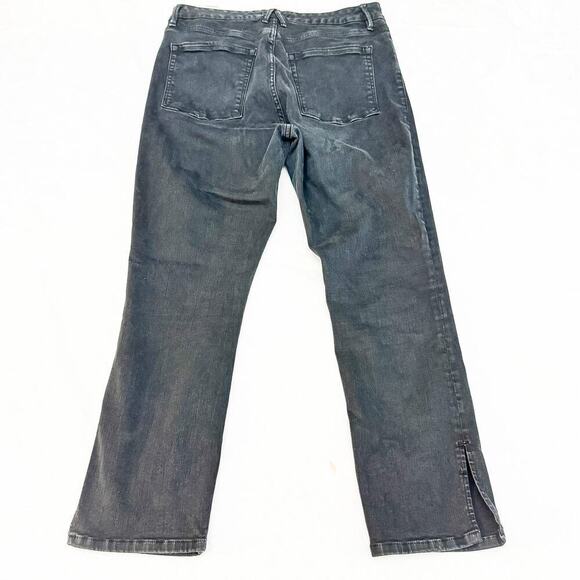 Good American Good Waist Crop Charcoal Stretch Denim Split Hem Jeans Size 15/33 - Picture 3 of 8